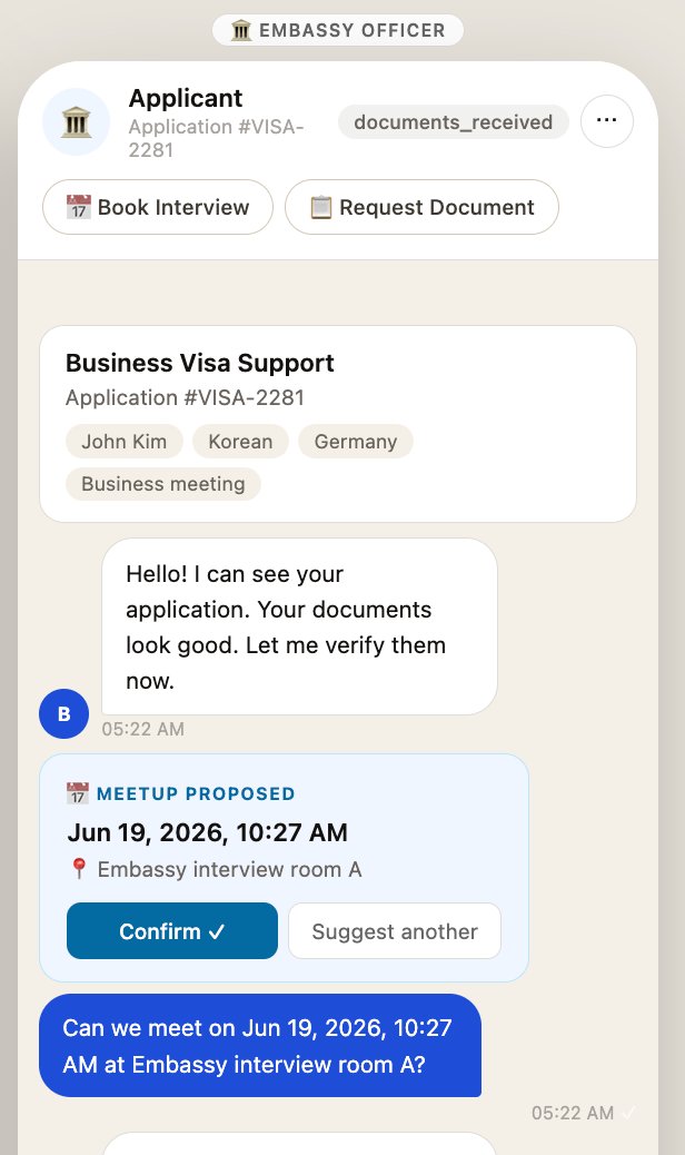 ObjectChat Visa Support conversation